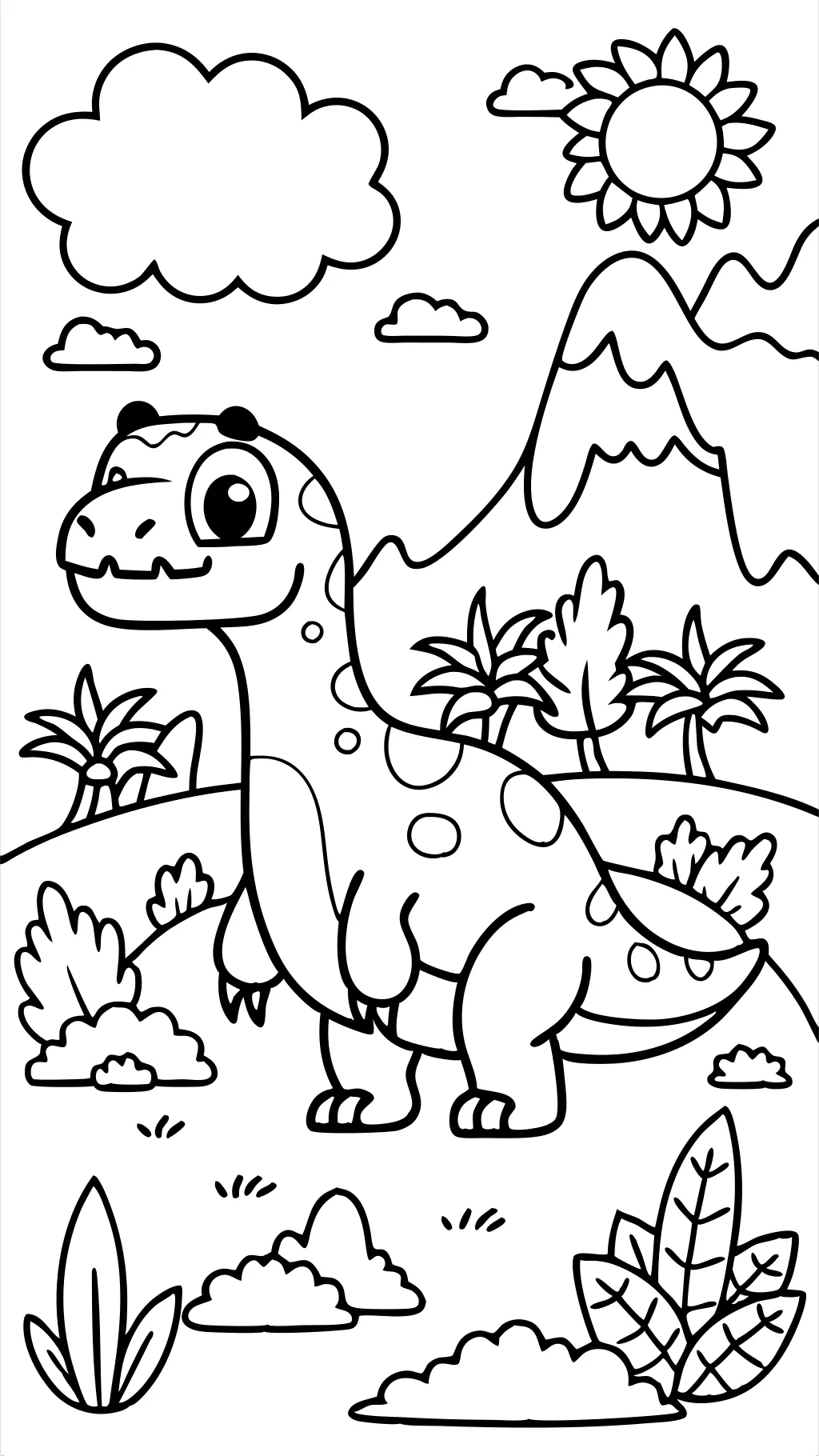 Páginas para colorear de dinosaurio de dibujos animados